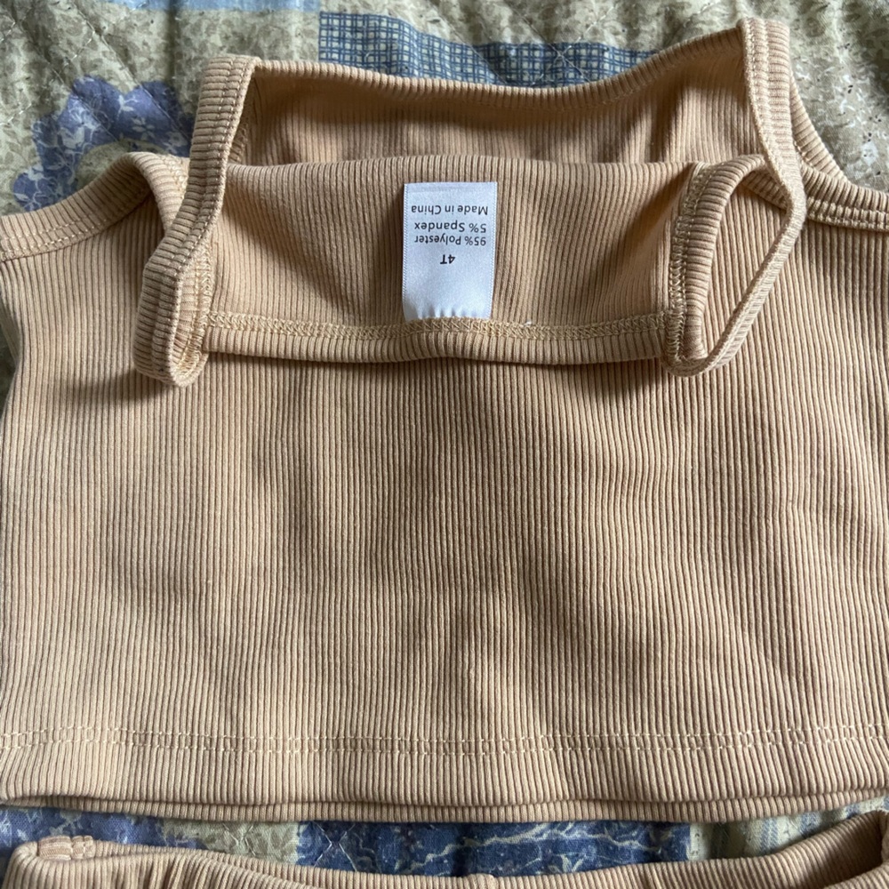 Tan Sleeveless Two Piece Outfit